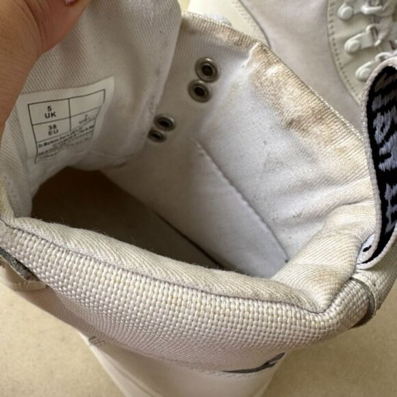 Dr. Martens Combs Women's White Canvas and Leather Lace up Combat Boots Size 7 - Picture 9 of 9